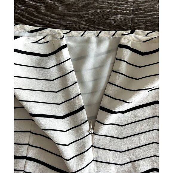 EUC Theory 100% Silk Vivridge Bevel Stripe High-Low Midi Skirt Sz 4 Ivory Black - Picture 13 of 14